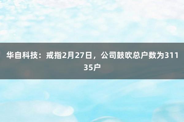 华自科技：戒指2月27日，公司鼓吹总户数为31135户