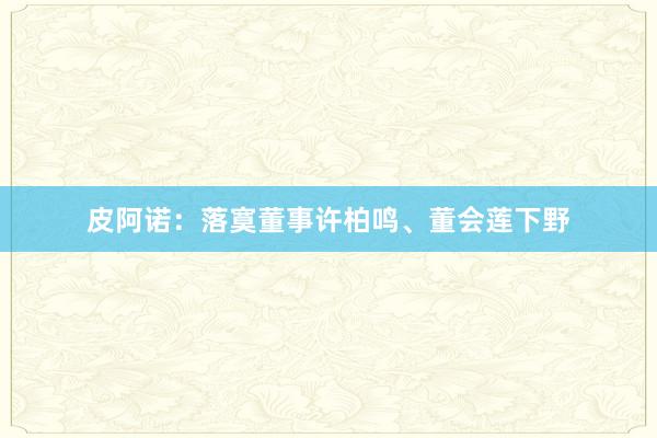皮阿诺：落寞董事许柏鸣、董会莲下野