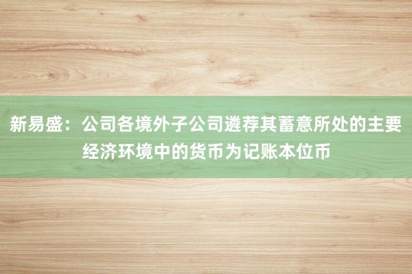 新易盛：公司各境外子公司遴荐其蓄意所处的主要经济环境中的货币为记账本位币