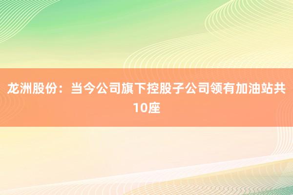 龙洲股份：当今公司旗下控股子公司领有加油站共10座