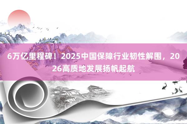 6万亿里程碑！2025中国保障行业韧性解围，2026高质地发展扬帆起航