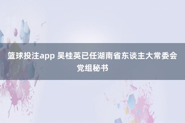 篮球投注app 吴桂英已任湖南省东谈主大常委会党组秘书
