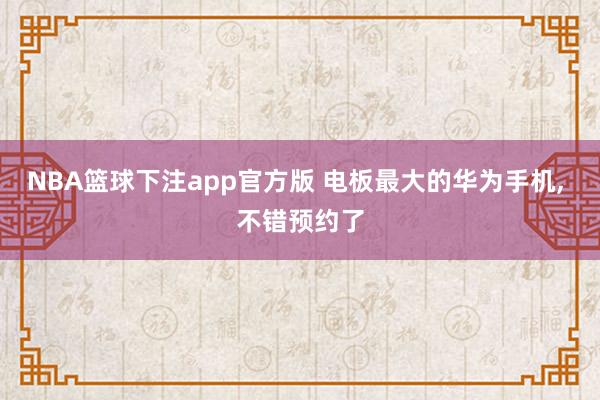 NBA篮球下注app官方版 电板最大的华为手机， 不错预约了
