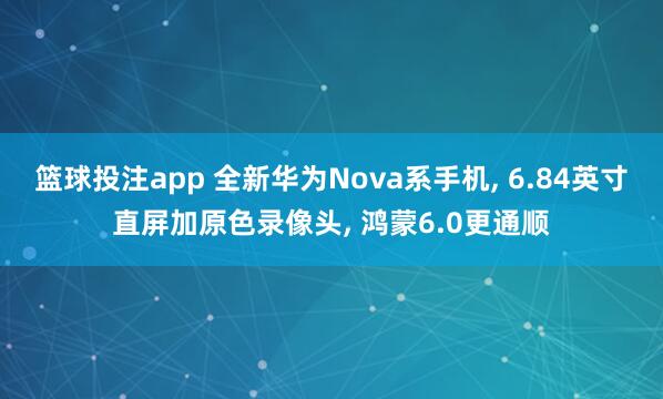 篮球投注app 全新华为Nova系手机， 6.84英寸直屏加原色录像头， 鸿蒙6.0更通顺