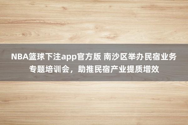 NBA篮球下注app官方版 南沙区举办民宿业务专题培训会，助推民宿产业提质增效