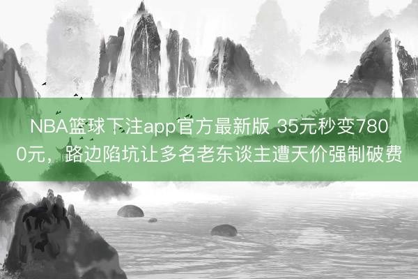 NBA篮球下注app官方最新版 35元秒变7800元，路边陷坑让多名老东谈主遭天价强制破费