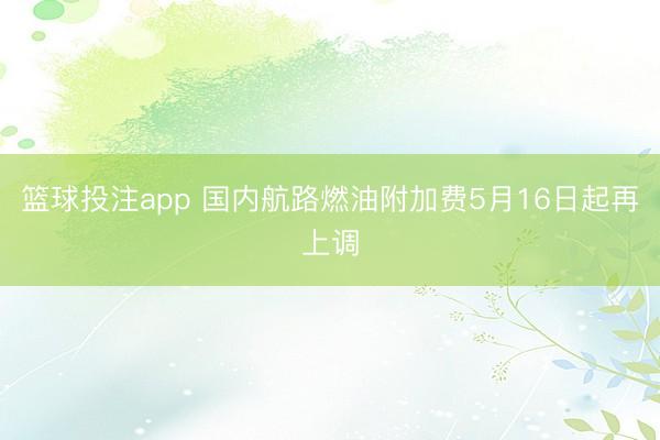 篮球投注app 国内航路燃油附加费5月16日起再上调