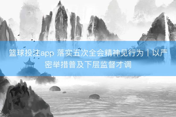 篮球投注app 落实五次全会精神见行为丨以严密举措普及下层监督才调