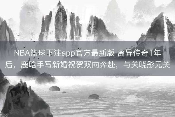 NBA篮球下注app官方最新版 离异传奇1年后，鹿晗手写新婚祝贺双向奔赴，与关晓彤无关
