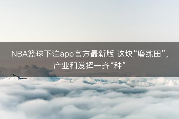 NBA篮球下注app官方最新版 这块“磨练田”，产业和发挥一齐“种”