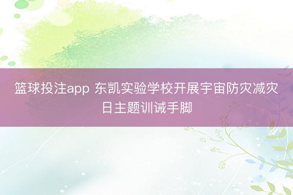 篮球投注app 东凯实验学校开展宇宙防灾减灾日主题训诫手脚
