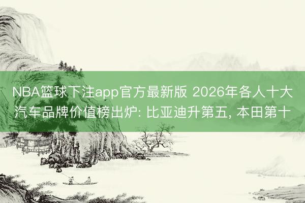 NBA篮球下注app官方最新版 2026年各人十大汽车品牌价值榜出炉: 比亚迪升第五， 本田第十