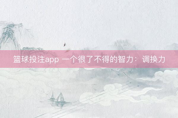 篮球投注app 一个很了不得的智力：调换力