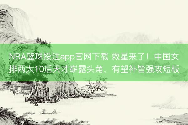 NBA篮球投注app官网下载 救星来了！中国女排两大10后天才崭露头角，有望补皆强攻短板