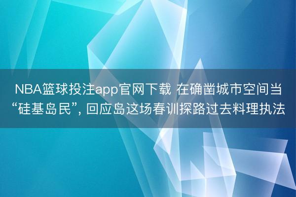 NBA篮球投注app官网下载 在确凿城市空间当“硅基岛民”， 回应岛这场春训探路过去料理执法